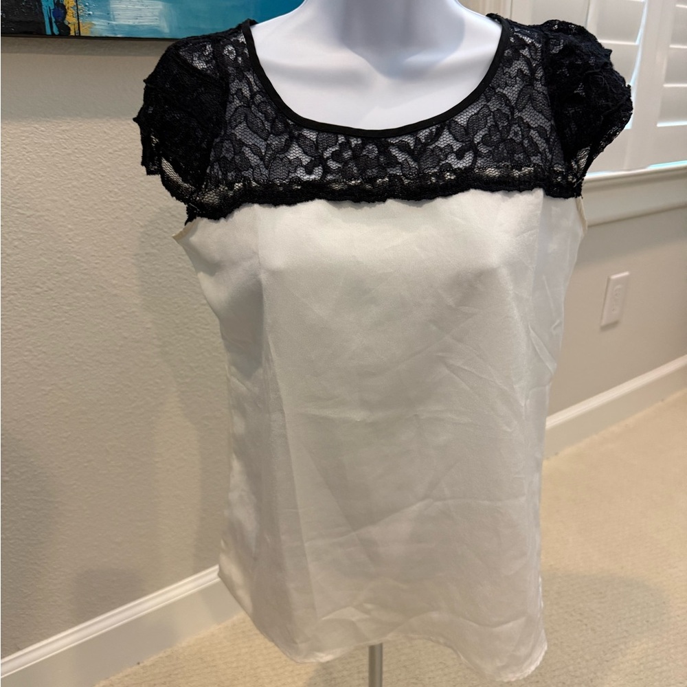 Express Black Lace and White Blouse